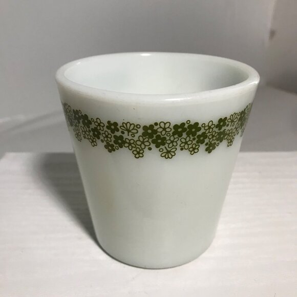 Pyrex Coffee Mug Crazy Daisy Green Floral Milk Glass Vtg 3.5" Pick Quantity MCM - Picture 3 of 7